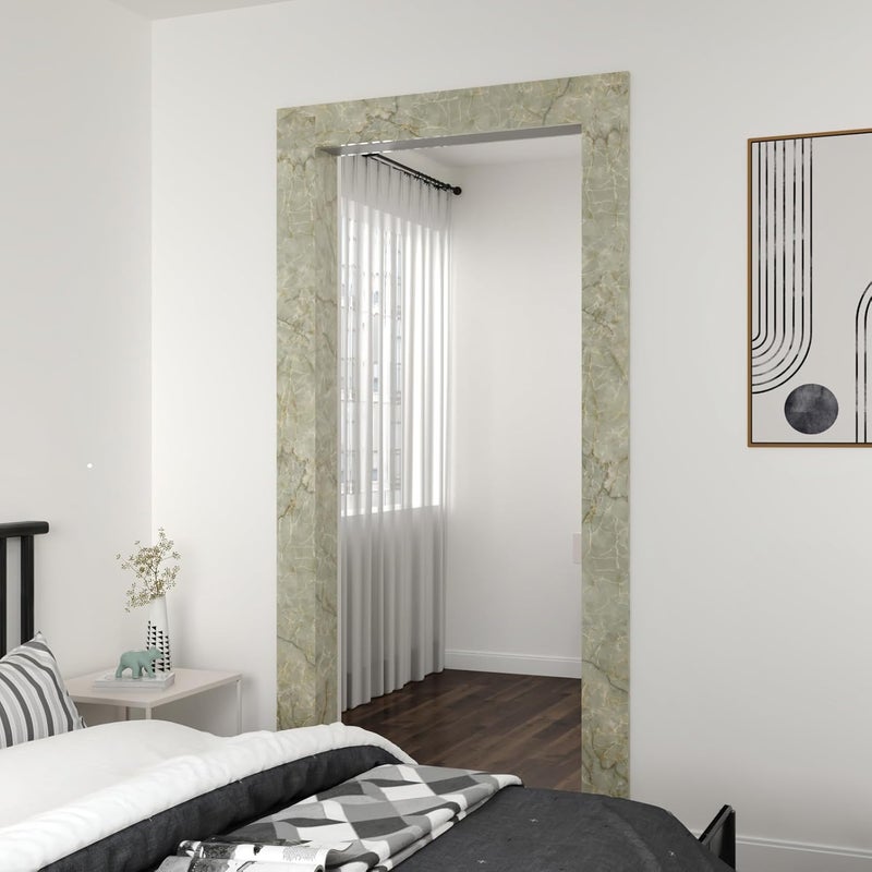 Wallercity Marble Green Wallpaper Borders for Mirror Frame Border Contact Paper for Bathroom Green Marble Frame Stickers for Wall Decor Vinyl Waterproof Peel and Stick Wallpaper Border 3.94''x197'' - Image 5